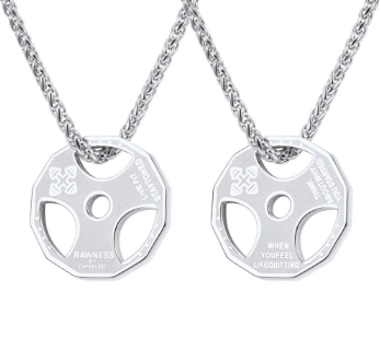 men fitness barbell gym necklace