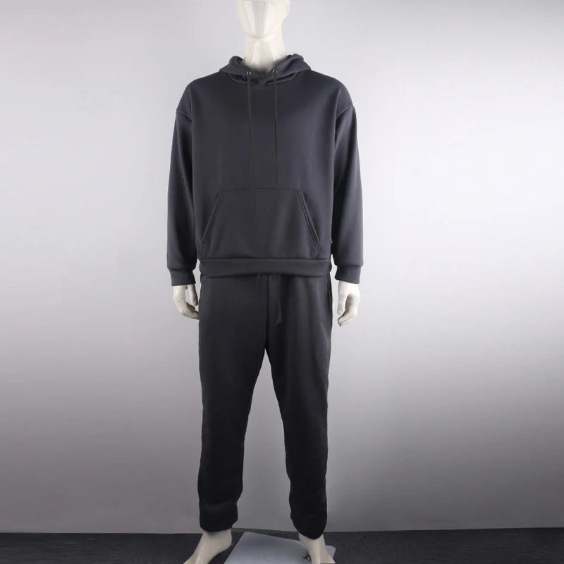 Men's Fashion Tracksuit Solid 2 Pieces Long Sleeve