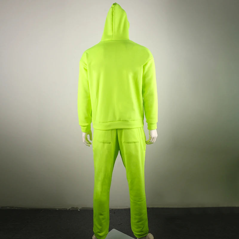 Men's Fashion Tracksuit Solid 2 Pieces Long Sleeve