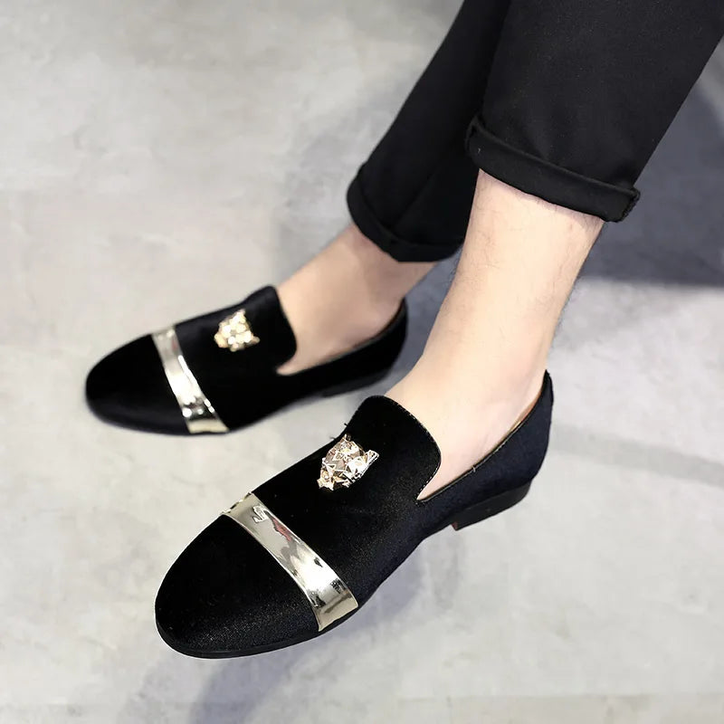 Wedding Party shoes Loafers Fashion Tiger Gold metal