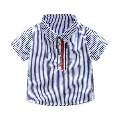 Summer Children Baby Clothes Short Sleeve Striped Shirt Pants Gentlemen Elegant Suit Kids Tracksuit For Toddler Boys Casual Sets