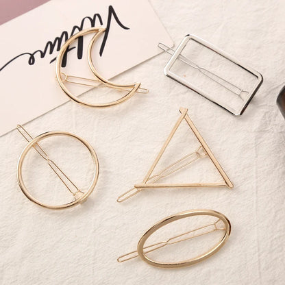 Girls Triangle Moon Hairpins Hair Clips Hairgrip Accessories Lip Round Barrettes Jewelry Women Pins Head