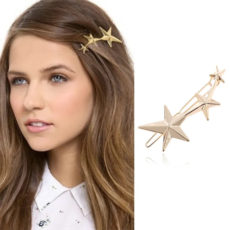 Girls Triangle Moon Hairpins Hair Clips Hairgrip Accessories Lip Round Barrettes Jewelry Women Pins Head