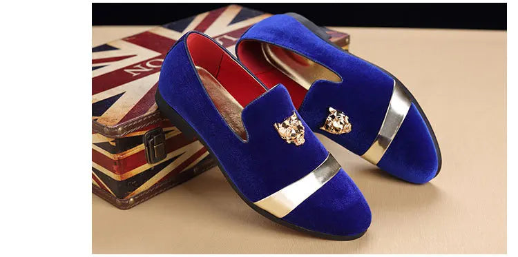 Wedding Party shoes Loafers Fashion Tiger Gold metal