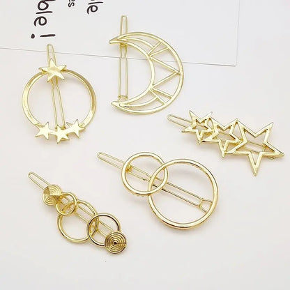 Girls Triangle Moon Hairpins Hair Clips Hairgrip Accessories Lip Round Barrettes Jewelry Women Pins Head