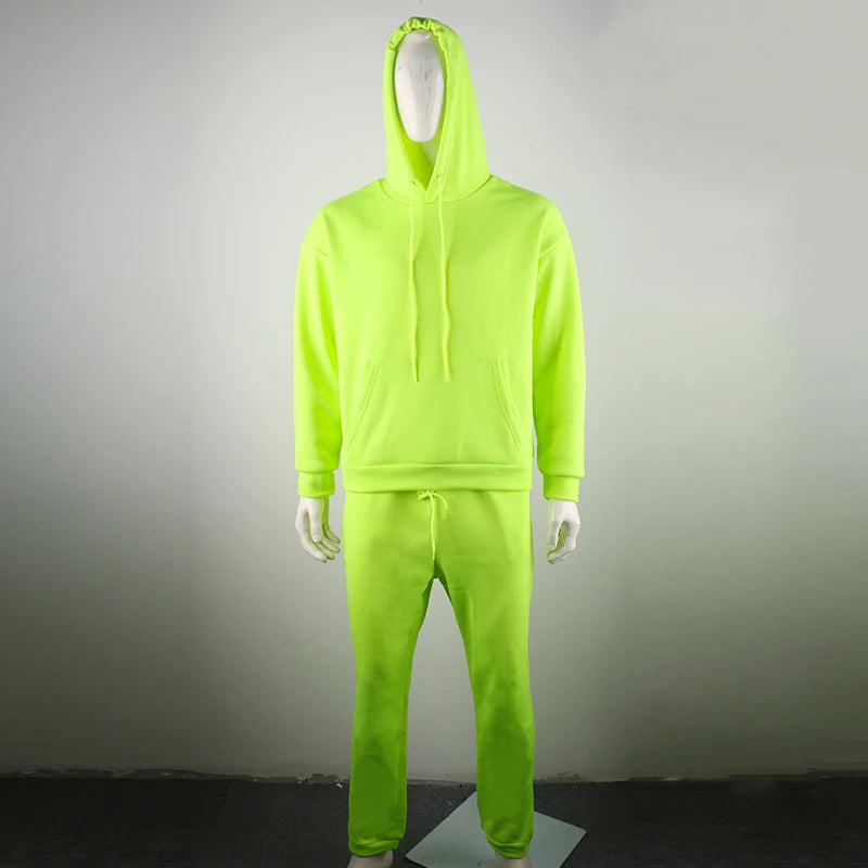 Men's Fashion Tracksuit Solid 2 Pieces Long Sleeve