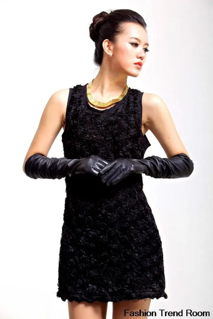 2 Colors New Faux Long Leather Gloves Fashion Women Gloves Warm Outdoors Long Design Sexy Gloves