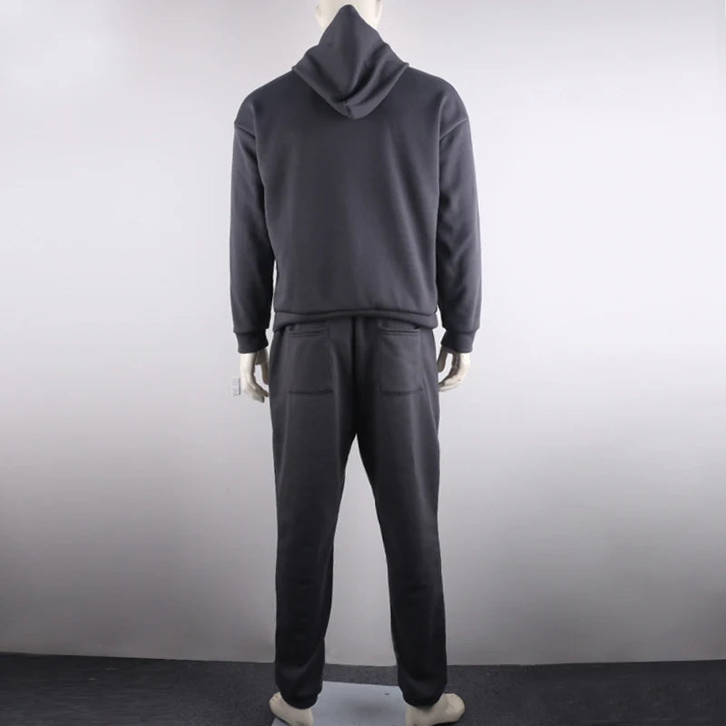 Men's Fashion Tracksuit Solid 2 Pieces Long Sleeve