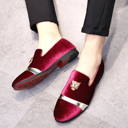 Wedding Party shoes Loafers Fashion Tiger Gold metal