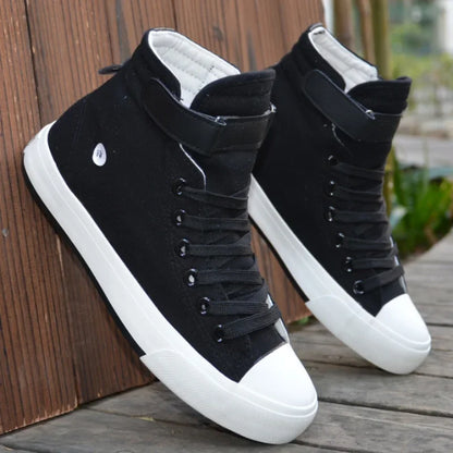 Men Shoes High Top White Canvas Shoe