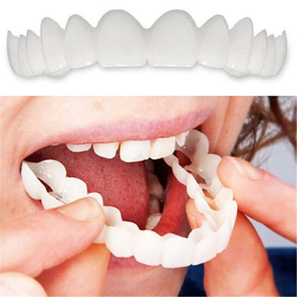 2Pcs/Set Comfort Fit  White Fake Teeth Cover Top Veneer Denture  Kit Head