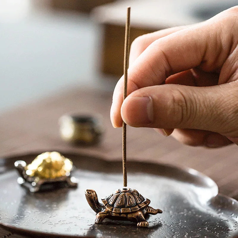 Mini Metal Turtle Shape Incense Stick Meditation Buddha Sandalwood Stick Holder Funny Animal Incense Holders Home Decor