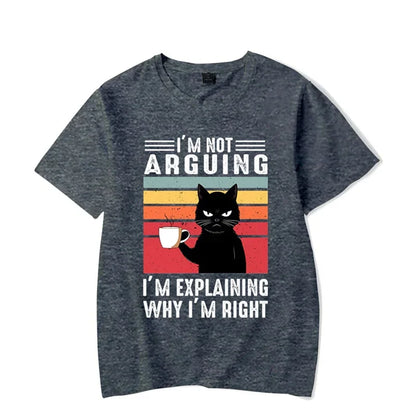 T shirts Oversize Black Cat I’m Not Arguing Graphic Funny Cat Coffee