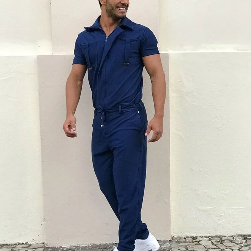 New Mens Rompers Pants Casual Loose One-piece Suit Overalls