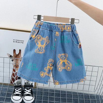 Boys Denim Clothing Sets 2pcs Infant Baby Children Fashion Cartoon Bear