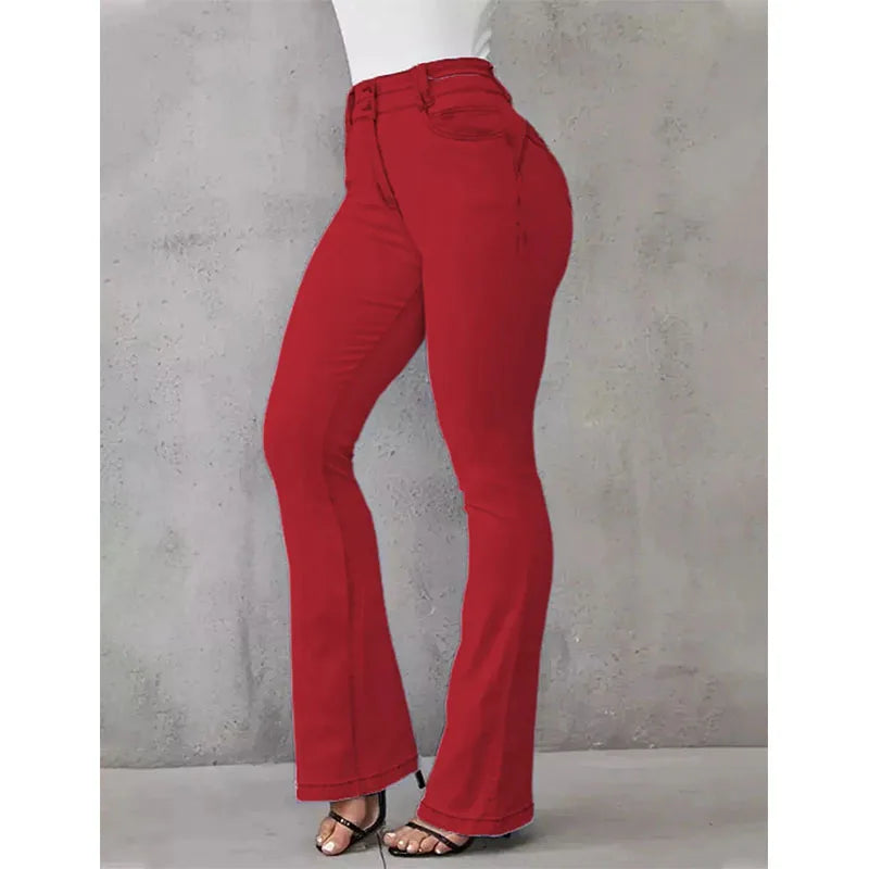 High Waist Denim Flare Pants Capris