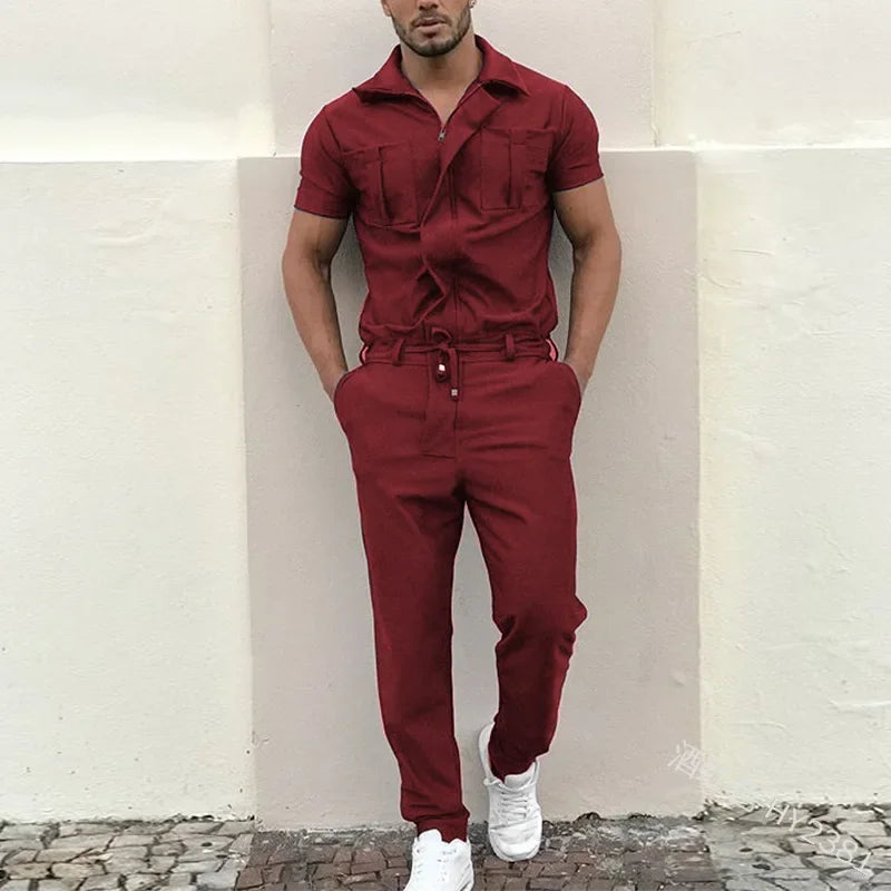 New Mens Rompers Pants Casual Loose One-piece Suit Overalls