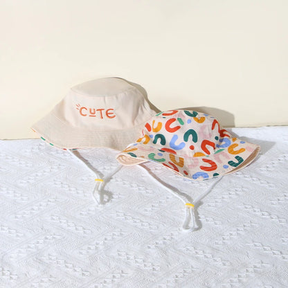 Double Sided Baby Bucket Hat Cute Letter Embroidered Children Boys Girls Fisherman Panama Cap Summer Outdoor Kids Sun Hat Gorras