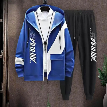 2Pcs/Set Jacket Pants Drawstring Zipper Hoodie