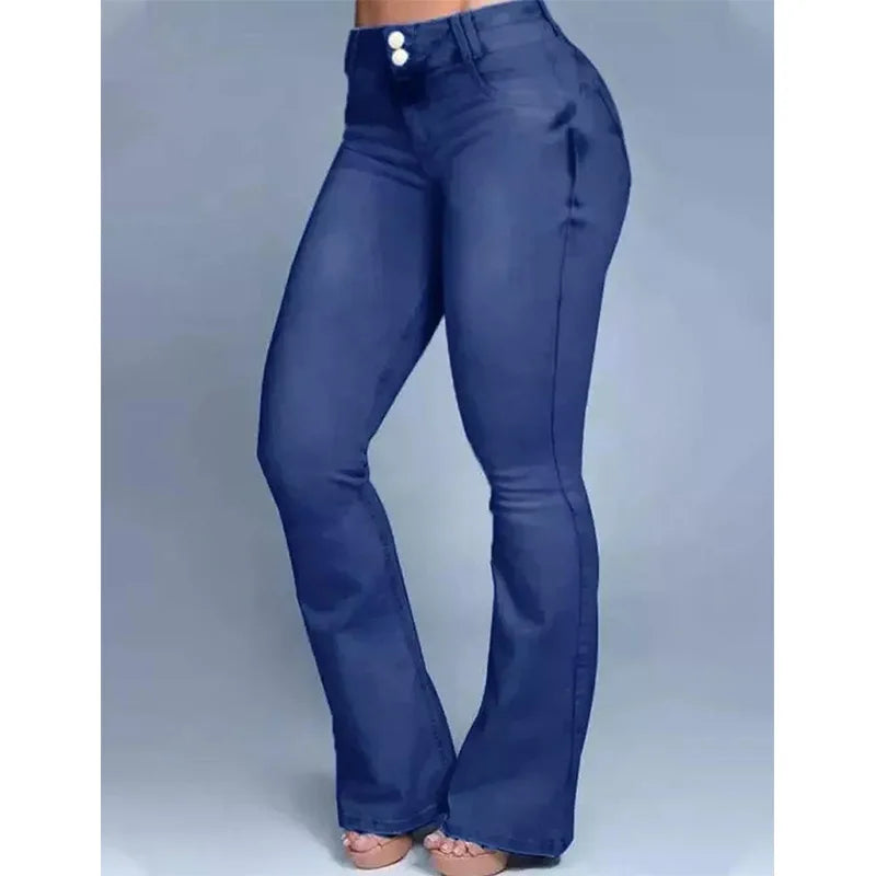 High Waist Denim Flare Pants Capris