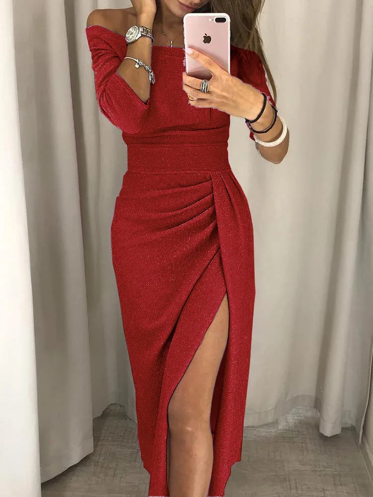 Off Shoulder Long Sleeve Bodycon Evening Party