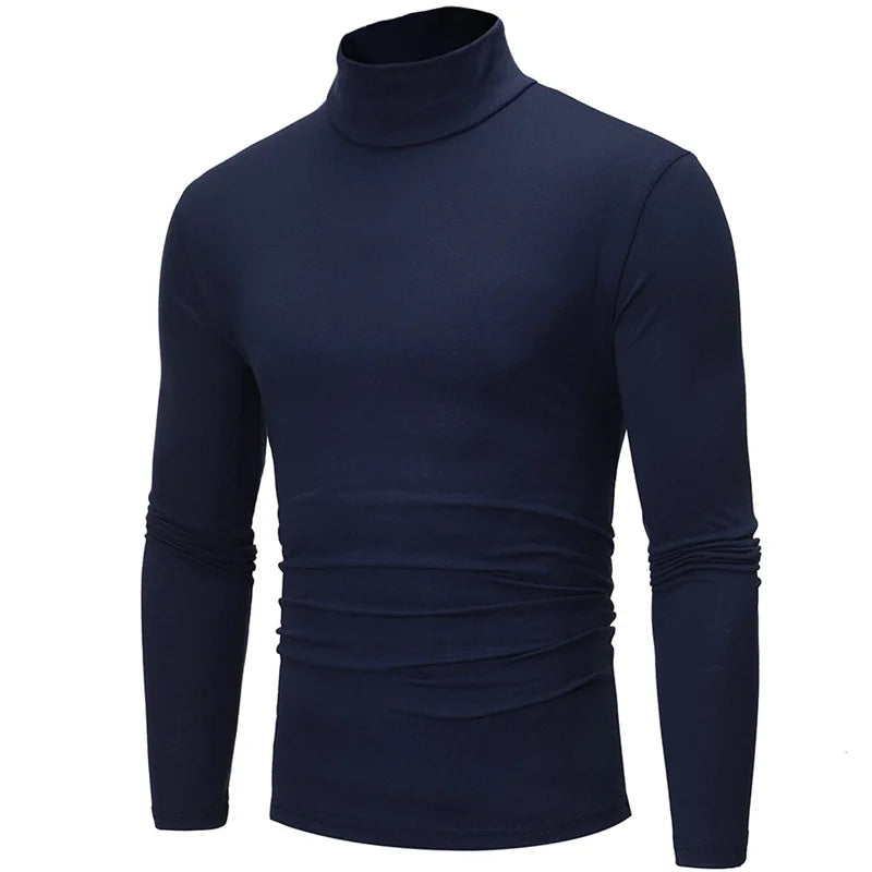 Men's Slim Fit Basic Turtleneck High Collar Pullover Autumn Spring Thin