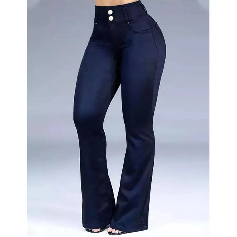 High Waist Denim Flare Pants Capris