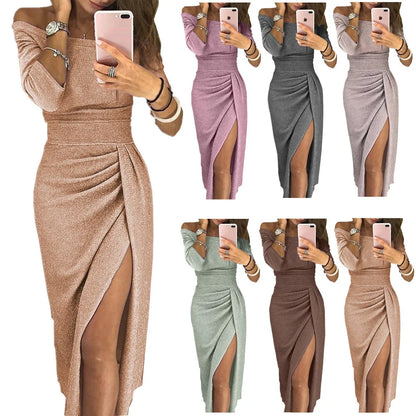 Off Shoulder Long Sleeve Bodycon Evening Party