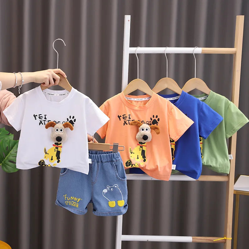 Cotton T Shirts Shorts 2Pcs/sets Infant Fashion Casual Toddler Tracksuit 0-5 Years