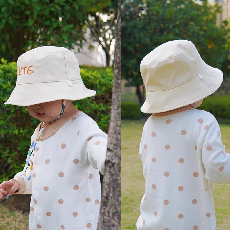 Double Sided Baby Bucket Hat Cute Letter Embroidered Children Boys Girls Fisherman Panama Cap Summer Outdoor Kids Sun Hat Gorras