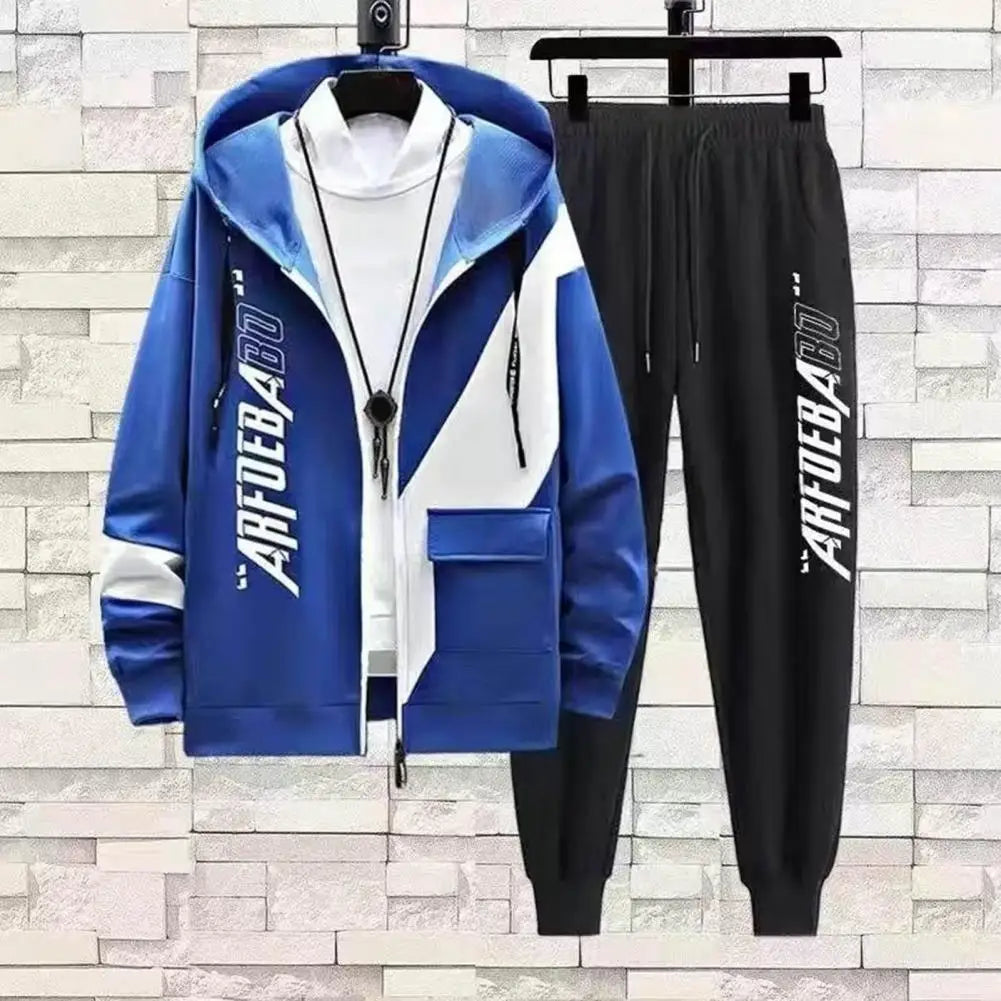 2Pcs/Set Jacket Pants Drawstring Zipper Hoodie