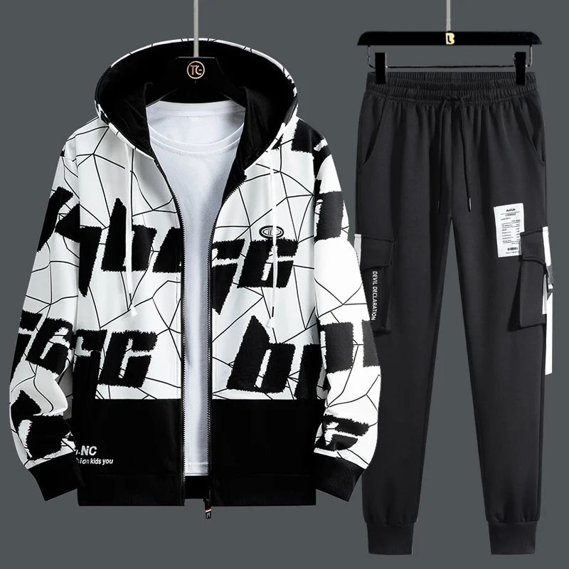 New Men Tracksuits 2 Piece Sweat Suits Mens Zipper