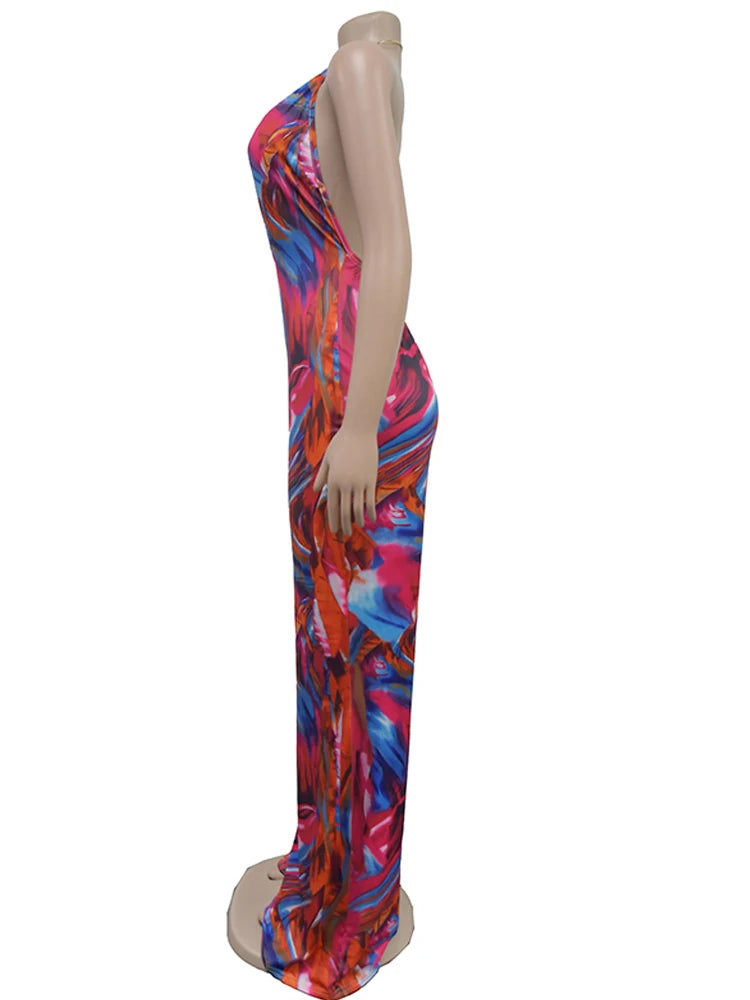 Tropical Halter Neck Jumpsuits One Piece Outfits Beautiful