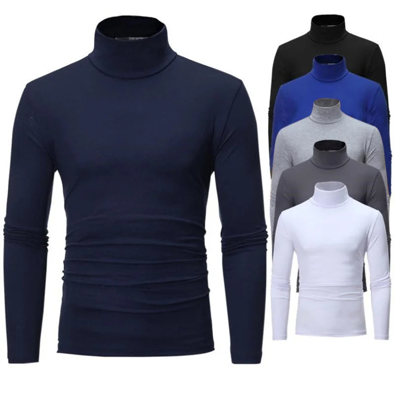 Men's Slim Fit Basic Turtleneck High Collar Pullover Autumn Spring Thin