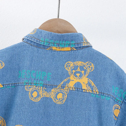 Boys Denim Clothing Sets 2pcs Infant Baby Children Fashion Cartoon Bear