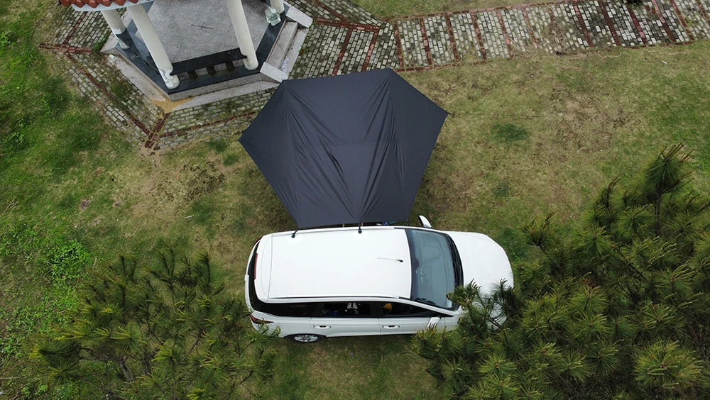 Bat Shape Car side Awning Black Coating Tarp 2x3 Outdoor Waterproof Camping Black Coated Car Rear Shelter Tent for SUV Van