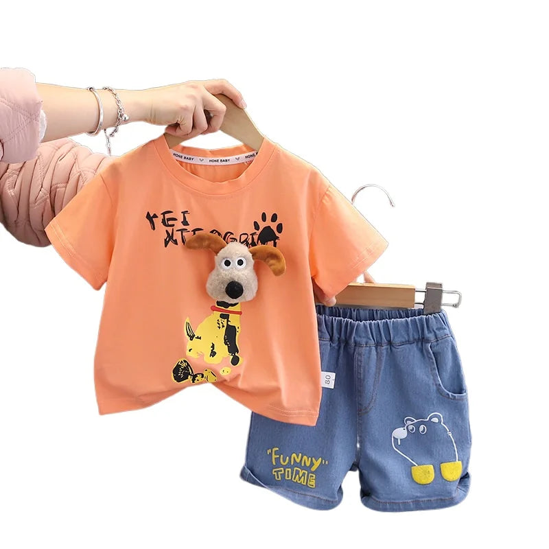 Cotton T Shirts Shorts 2Pcs/sets Infant Fashion Casual Toddler Tracksuit 0-5 Years