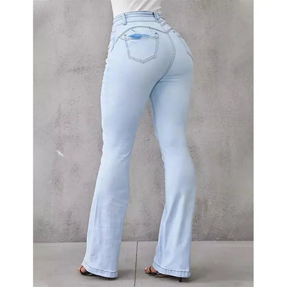 High Waist Denim Flare Pants Capris