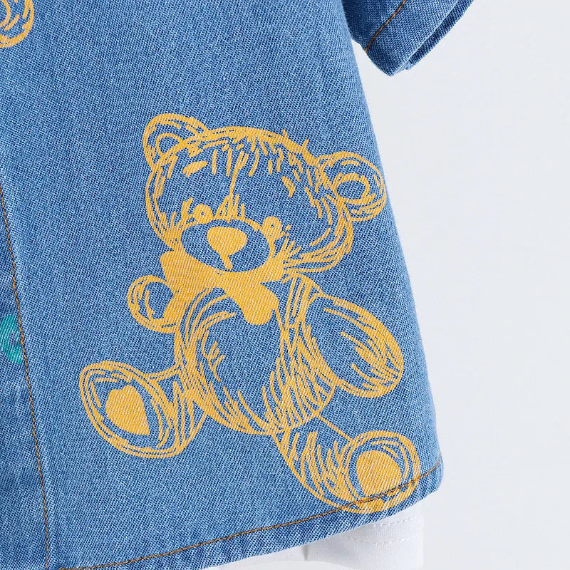 Boys Denim Clothing Sets 2pcs Infant Baby Children Fashion Cartoon Bear