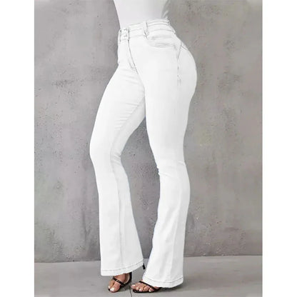 High Waist Denim Flare Pants Capris