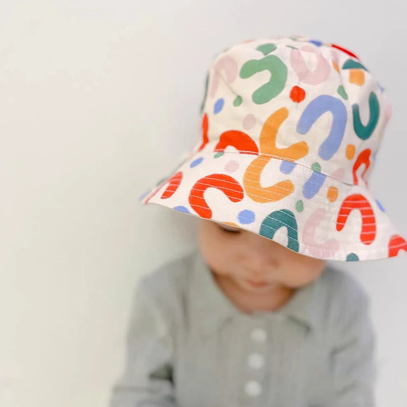 Double Sided Baby Bucket Hat Cute Letter Embroidered Children Boys Girls Fisherman Panama Cap Summer Outdoor Kids Sun Hat Gorras