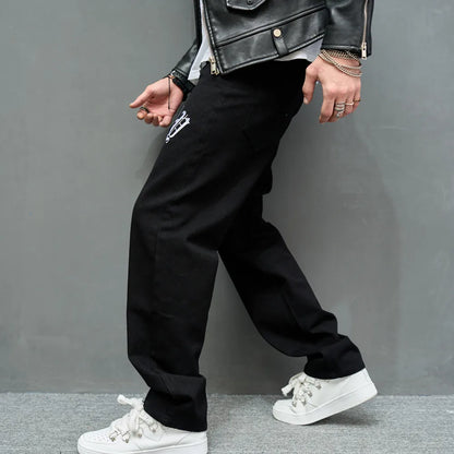 Men Stylish Embroidery Jeans Trousers Streetwear