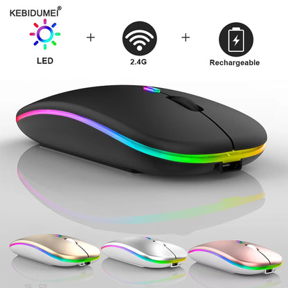 Tablet Phone Computer Bluetooth Wireless Mouse Rechargeable Luminous 2.4G USB Wireless Mouse Portable Mouse Gamer Mouse Mice