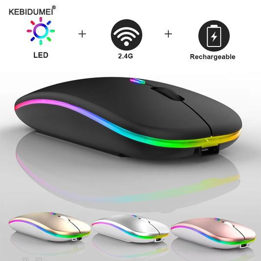 Tablet Phone Computer Bluetooth Wireless Mouse Rechargeable Luminous 2.4G USB Wireless Mouse Portable Mouse Gamer Mouse Mice