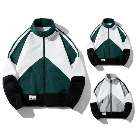 Jacket Hip Hop Patchwork Loose Spring Autumn Windbreaker Sportswear Casual Jacket