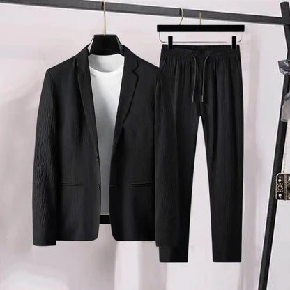 2Pcs Men Blazer Pants Set Spring.