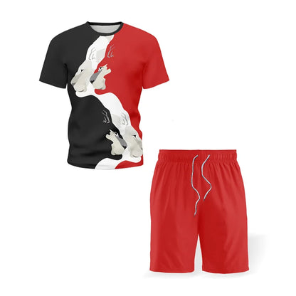 Male Clothing Tracksuit Outfit Shorts 2 Pieces