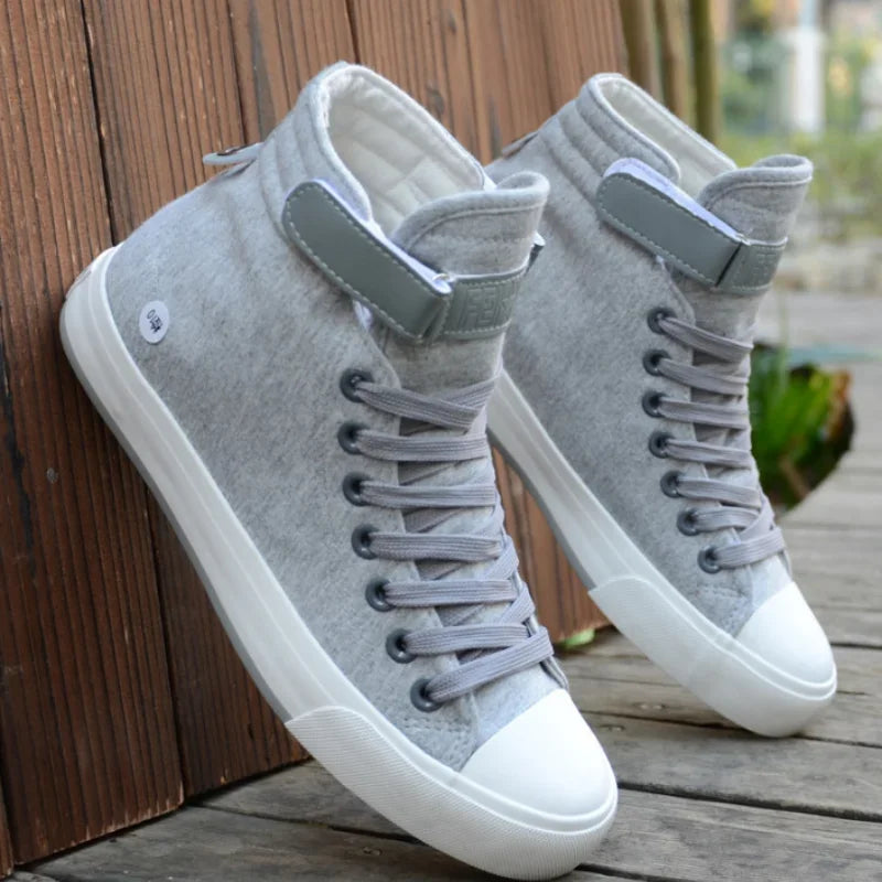 Men Shoes High Top White Canvas Shoe