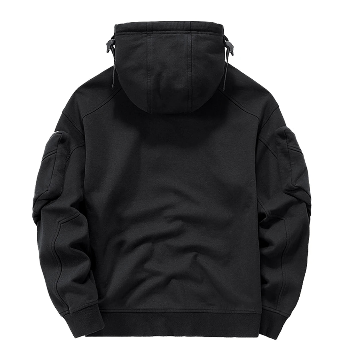 Streetwear Hoodies Hip Hop Sweatshirts High Neck Mask Windproof Pullovers Dark Black