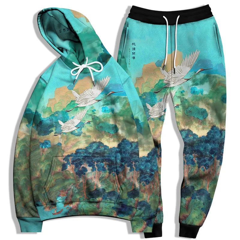 Hoodie + Pants 2pcs Sets Oversized Sweatshirt Fashion Men Clothing